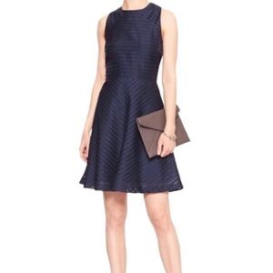 Banana Republic Sheer Stripe  Navy Cocktail Dress